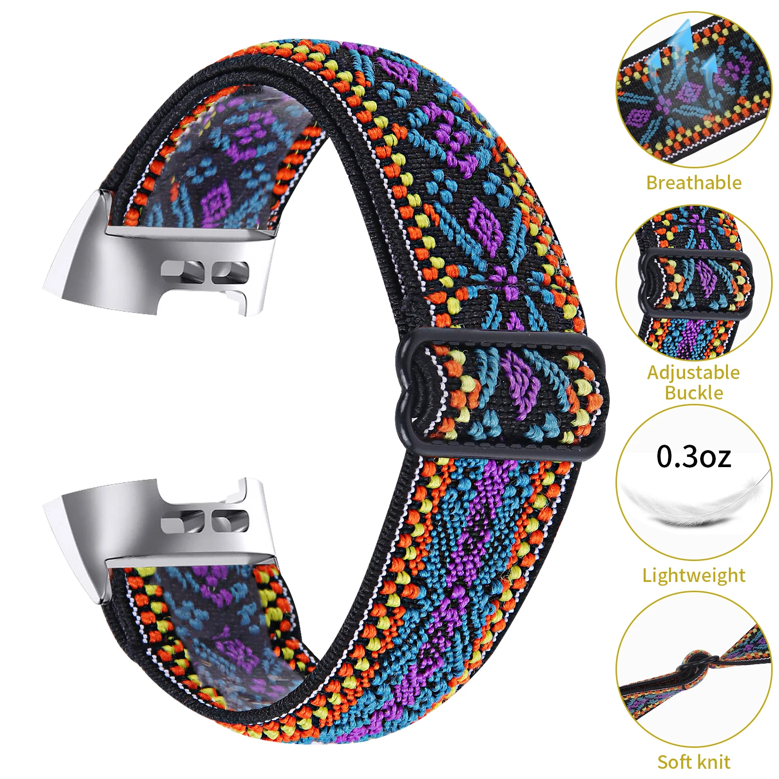 Cinturino In Nylon Elastico Per Fitbit Charge 5 – Morbido E Regolabile, Adatto A Uomo E Donna (150-260 Mm)