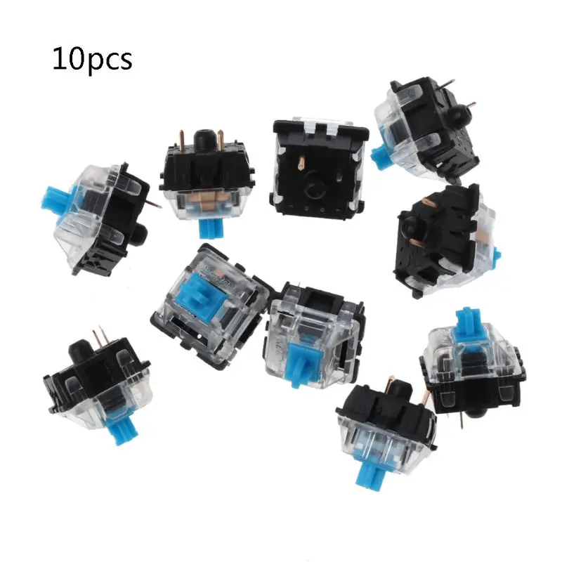 

10Pcs Mechanical Keyboard Gateron MX 3 Pin Blue Switch Transparent Case B95D