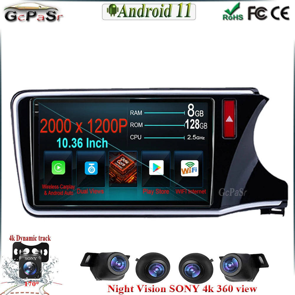Автомобильный стерео Мультимедийный Плеер на Android 11 для Honda City Grace 1 2014-2017