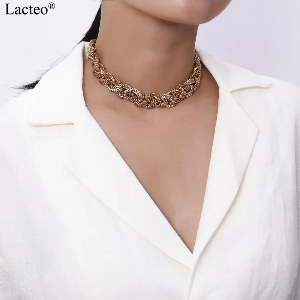 

Lacteo Punk Exaggerated Thick Chunky Chain Choker Necklace for Women Hip Hop Multi Layered Clavicle Charm Necklace Jewelry Gifts