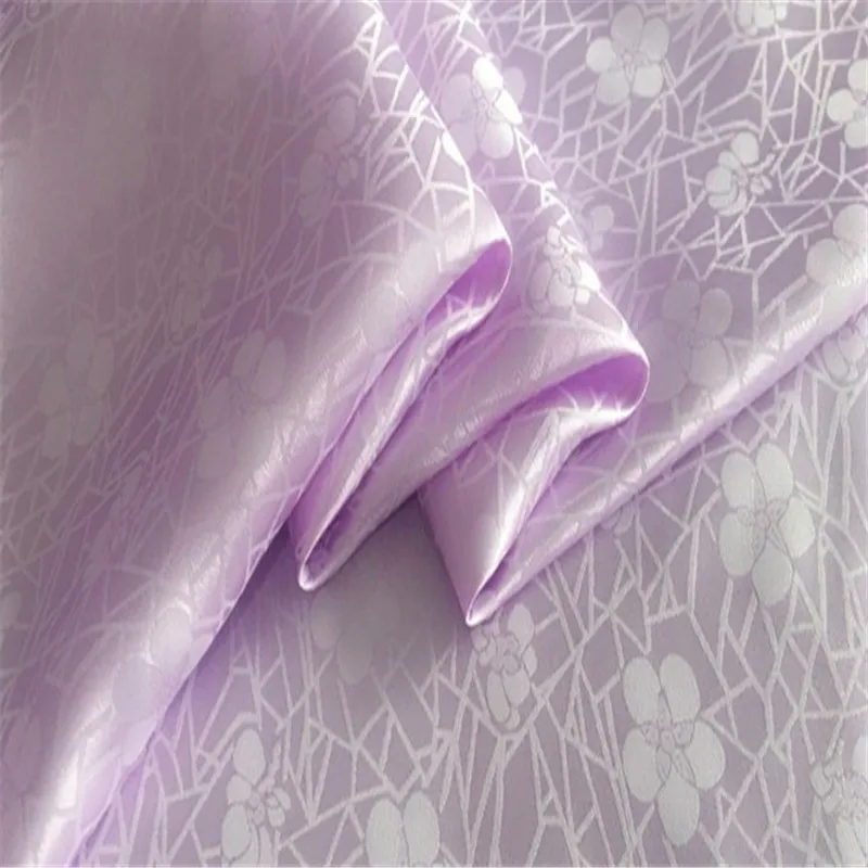Шелк жаккард хлопок Ткань 19momme 44 дюймов Цветок Сливы узор парча смешанный материал для женской одежды - Цвет: 2 purple
