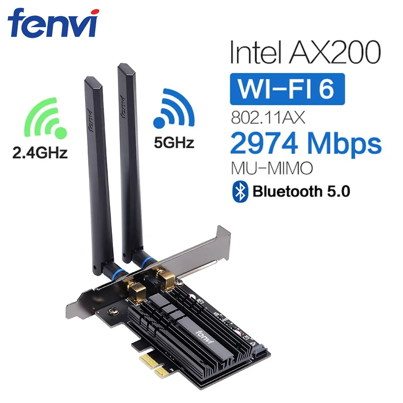 Banda dupla 3000mbps wifi 6 intel ax200 pcie sem fio wifi adaptador 2.4g/5ghz 802.11ac/ax bluetooth 5.0 ax200ngw wi-fi cartão para pc