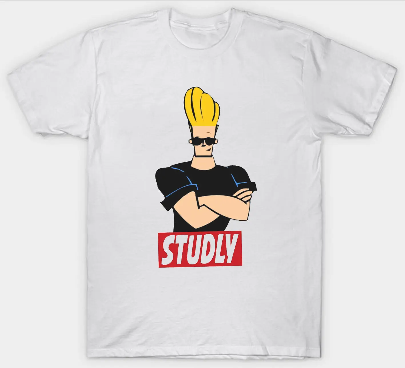Johnny Bravo Футболка Топ Забавный лозунг мультфильм ретро Винтаж | Мужская одежда