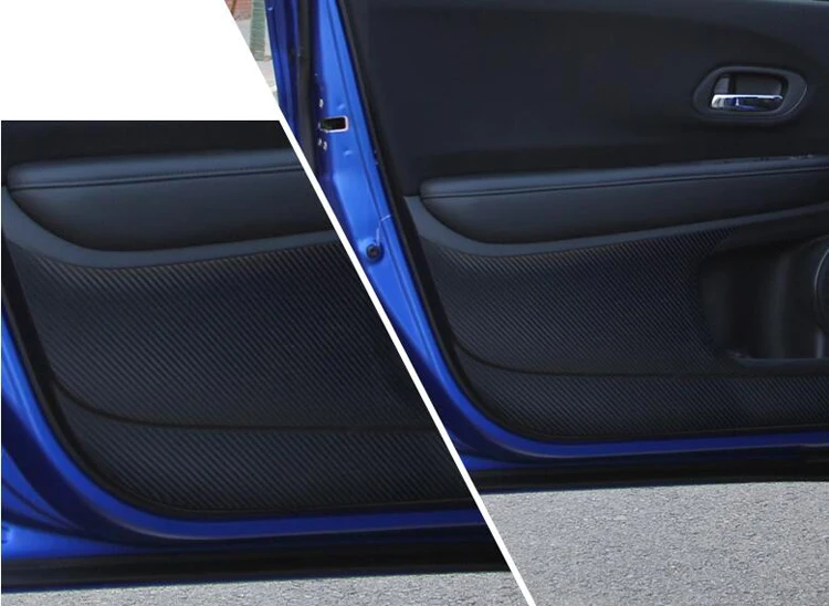 Автомобильный Стайлинг боковой двери внутренняя Наклейка Анти-kick защитный углеродного волокна защитная пленка на Стикеры 8 шт./компл. для Honda Vezel HR-V вариабельности сердечного ритма