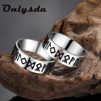 Onlysda316LStainless steel Odin Norse Viking Amulet Rune Men Ring Fashion Words Retro Rings Jewelry Couple Valentine's days Gift