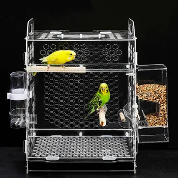

1 PCS Pet bird cage parrot breeding cage tiger skin peony cloud acacia bird small acrylic bird cage MJ708