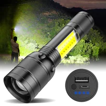 

Portable LED Flashlight 1200mAh USB Rechargeable High Brightness Zoomable Handheld Torch Light Waterproof Camping Lamp