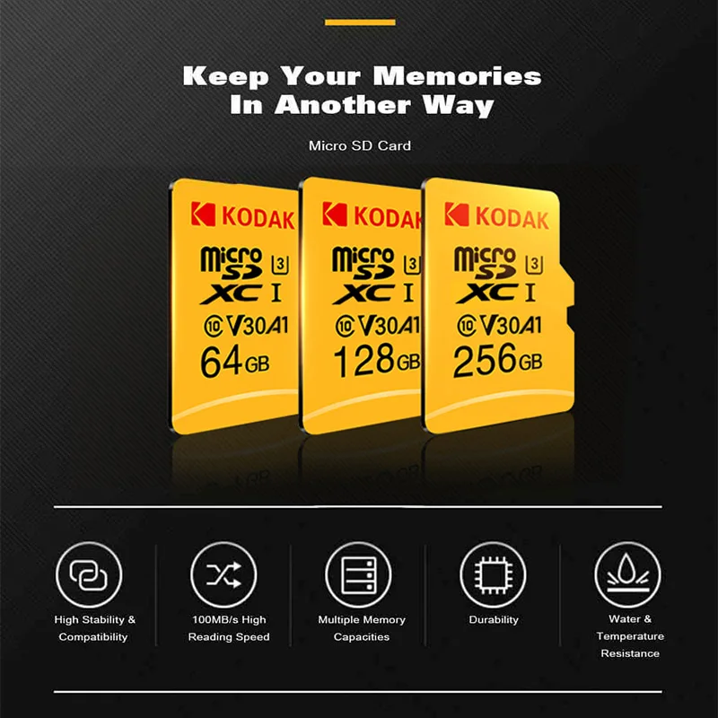 Карта памяти Micro SD Kodak высокоскоростная карта sd класса 10 U3 4K 32 Гб 64 ГБ 128 SD|Карты