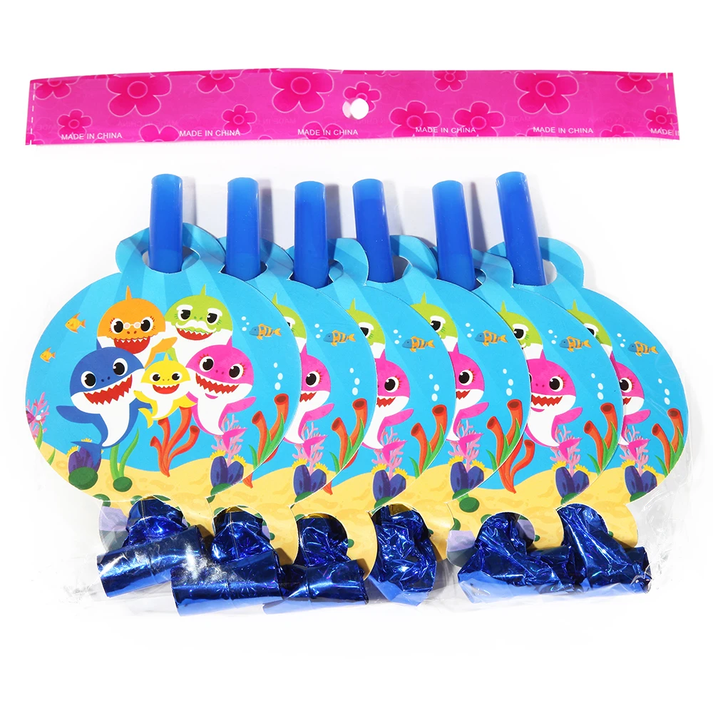 

6PCS/lot Shark baby Theme Paper Blowing dragon Party decorations Baby Happy Birthday wedding event party supplies for kids