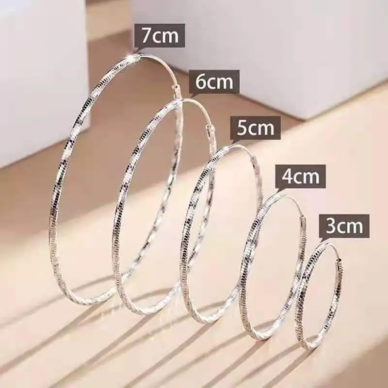 Somi l ia 100% 925 Sterling Silver 30-50mm Big Circle Hoop Earring for Woman Fashion Simple Classic 925 Silver Fine Jewelry Gift