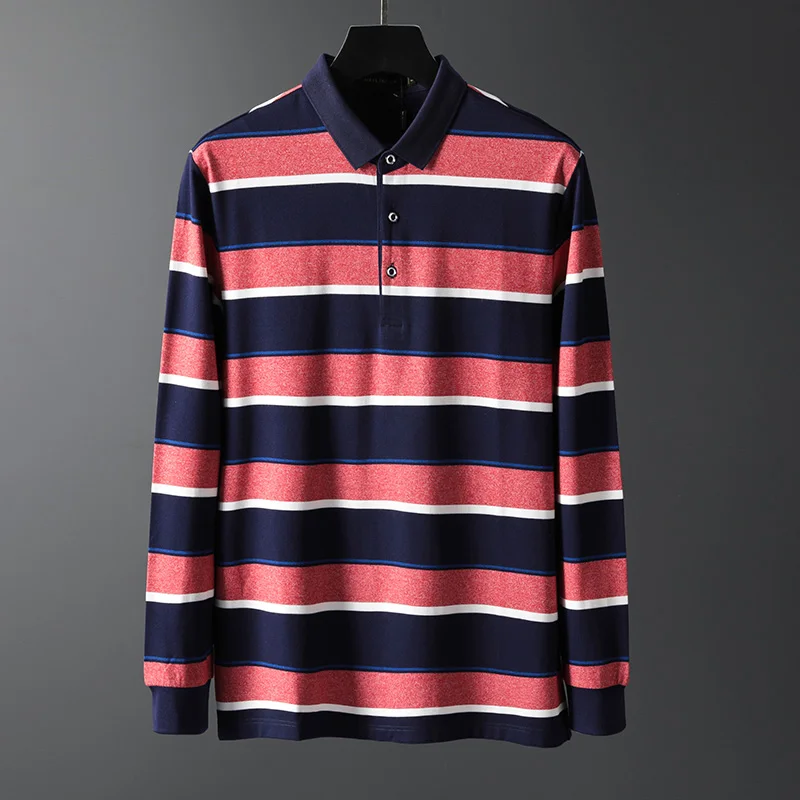 Модная футболка поло Для мужчин Camisa Polo Masculina Фирменная Новинка Для мужчин s Slim Fit с длинным рукавом рубашки поло, повседневный стиль хлопковые рубашки-поло Hombre 3XL - Цвет: RED