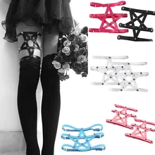 Новая Пастельная панк Готическая пентаграмма кожа поясные подвязки бедра сексуальные женские подтяжки заклепки пояс клетка белье черные подвязки
