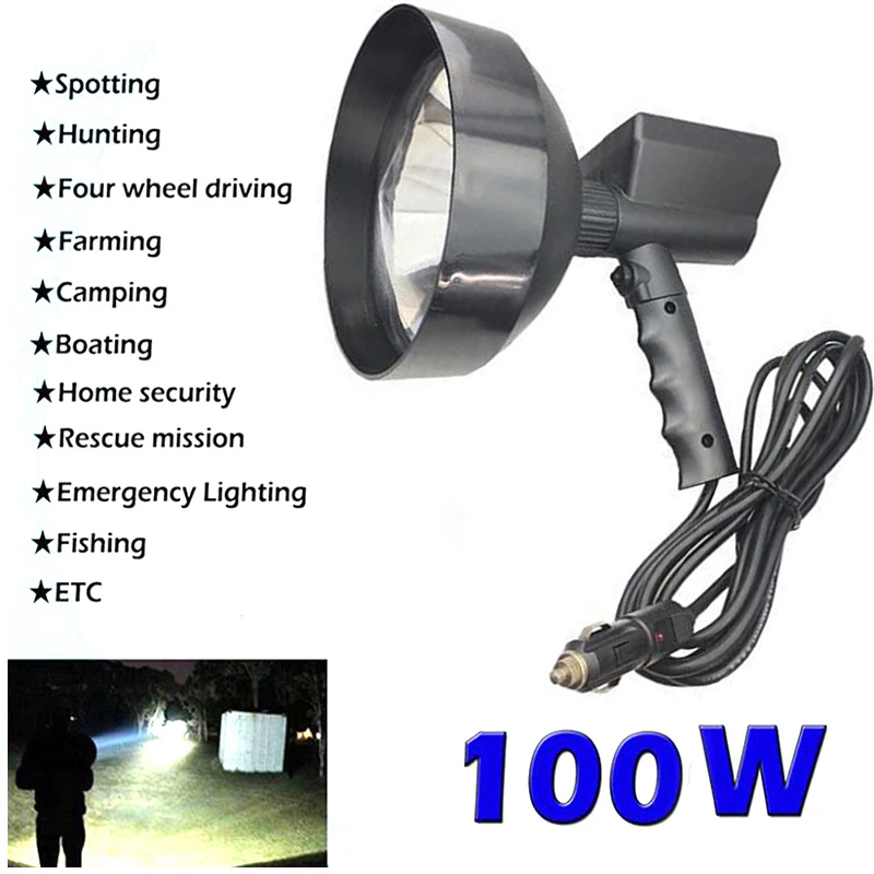 

12V Super Bright Portable light Handheld Hunting Spotlight Xenon Lantern Searchlight Work Light Lamp For Boat Fishing Camping