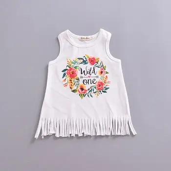 

Ins Explosions Foreign Trade Children'S Skirt Summer Girls Letter Print Tassel Dress Baby Sleeveless Vest Skirt