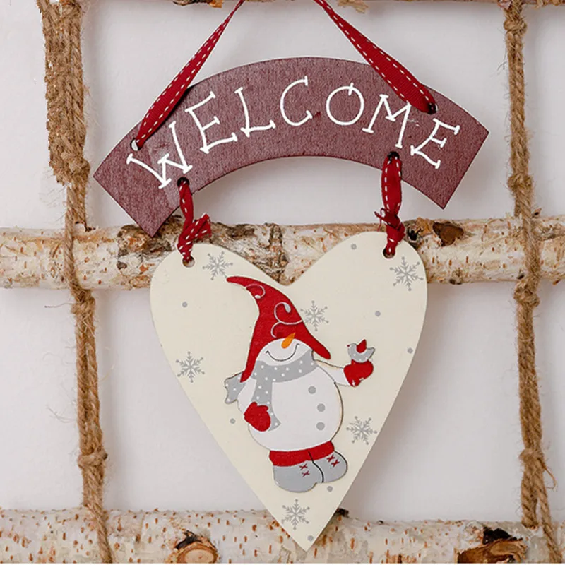

Navidad 2019 Wooden Love Snowman Hanging Pendant Christmas Tree Decorations for Home Garland New Year 2020 Noel Crafts Ornament