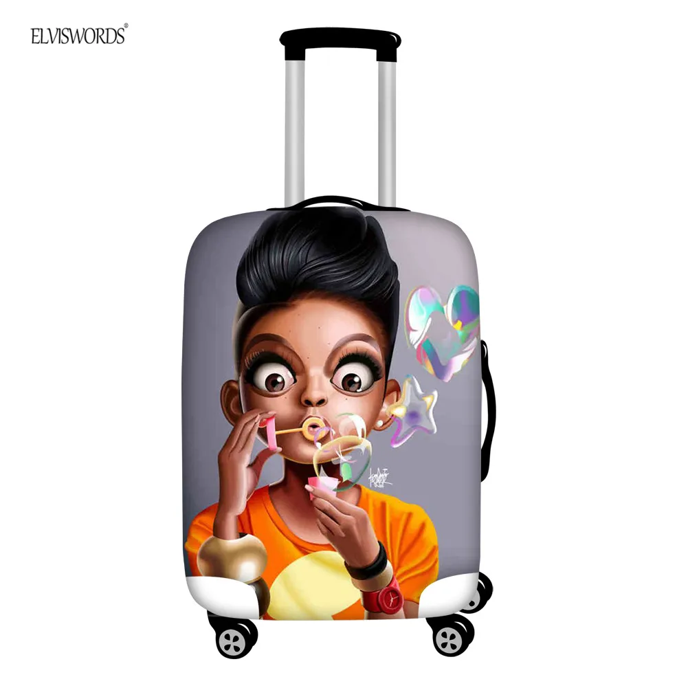 ELVISWORDS African Girl Pattern Suitcase Protective Covers Elastic Thick Travel Accessorie Luggage Cover For 18-32Inch - Цвет: HMC1840