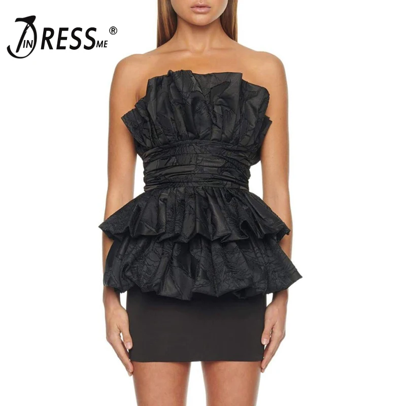 INDRESSME 2019 новый вечерние вечерний черный комплект из двух предметов сексуальный