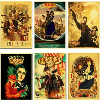 

shooting game BioShock infinite high quality Retro Poster Vintage poster Wall Decor For Home Bar Cafe for kid room