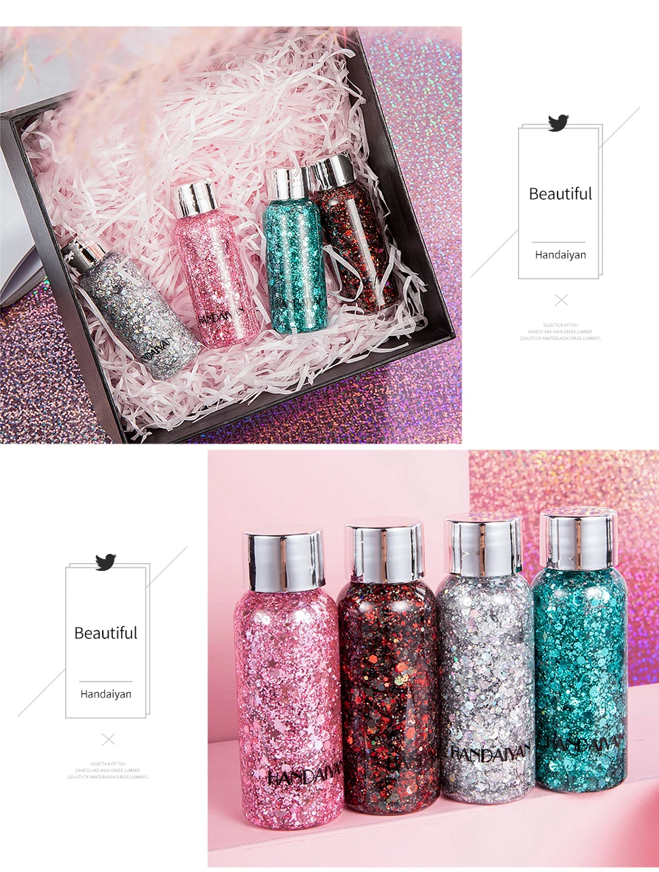 HANDAIYAN 9 Colors Face Glitter Body Gel Festival Shimmer Eye Shadow Makeup Party Body Glitter Sequins DIY Sexy Cosmetics