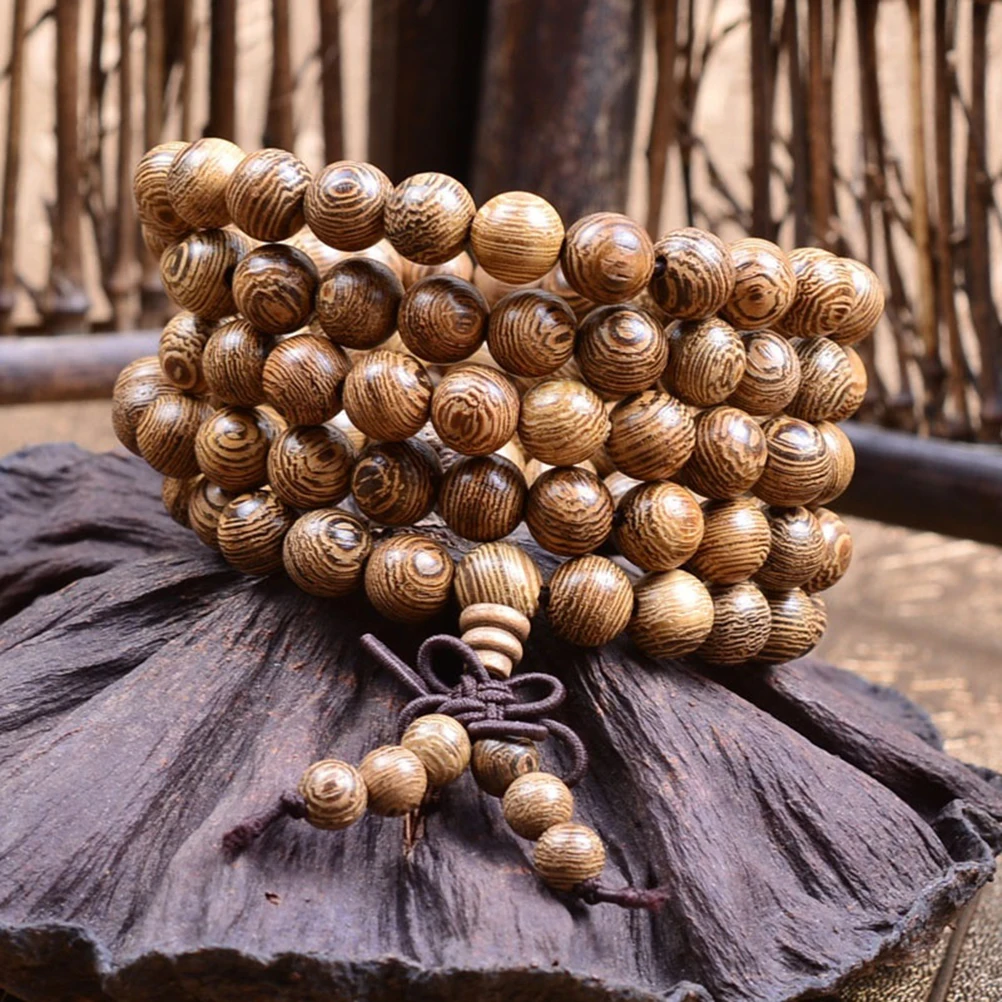 Monk Blessed Genuine 8mm Red Narra Wood Buddhist Prayer Bead Necklace