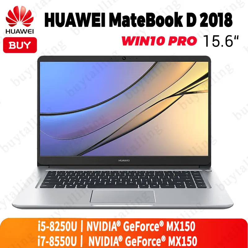 Orijinal HUAWEI MateBook D 2018 dizüstü bilgisayar 15.6 inç Intel Core i5  8250U/i7 8550U MX150 Windows 10 Pro İngilizce|Dizüstü Bilg.| - AliExpress