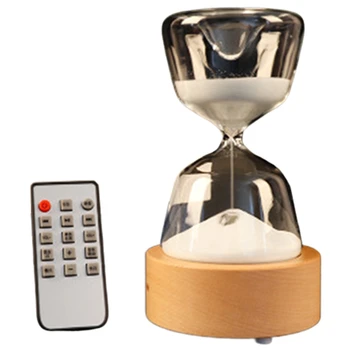

Glass Hourglass Lights Timer LED Sand Glass Night Light Sleep Helper with Remote Control for Christmas Birthday Gifts Home Decor