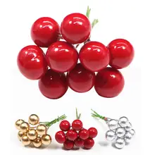 120 шт./лот маленький искусственный цветок фрукты тычинки вишня Рождество пластиковые жемчужные ягоды для свадьбы DIY Подарочная коробка украшенный венок