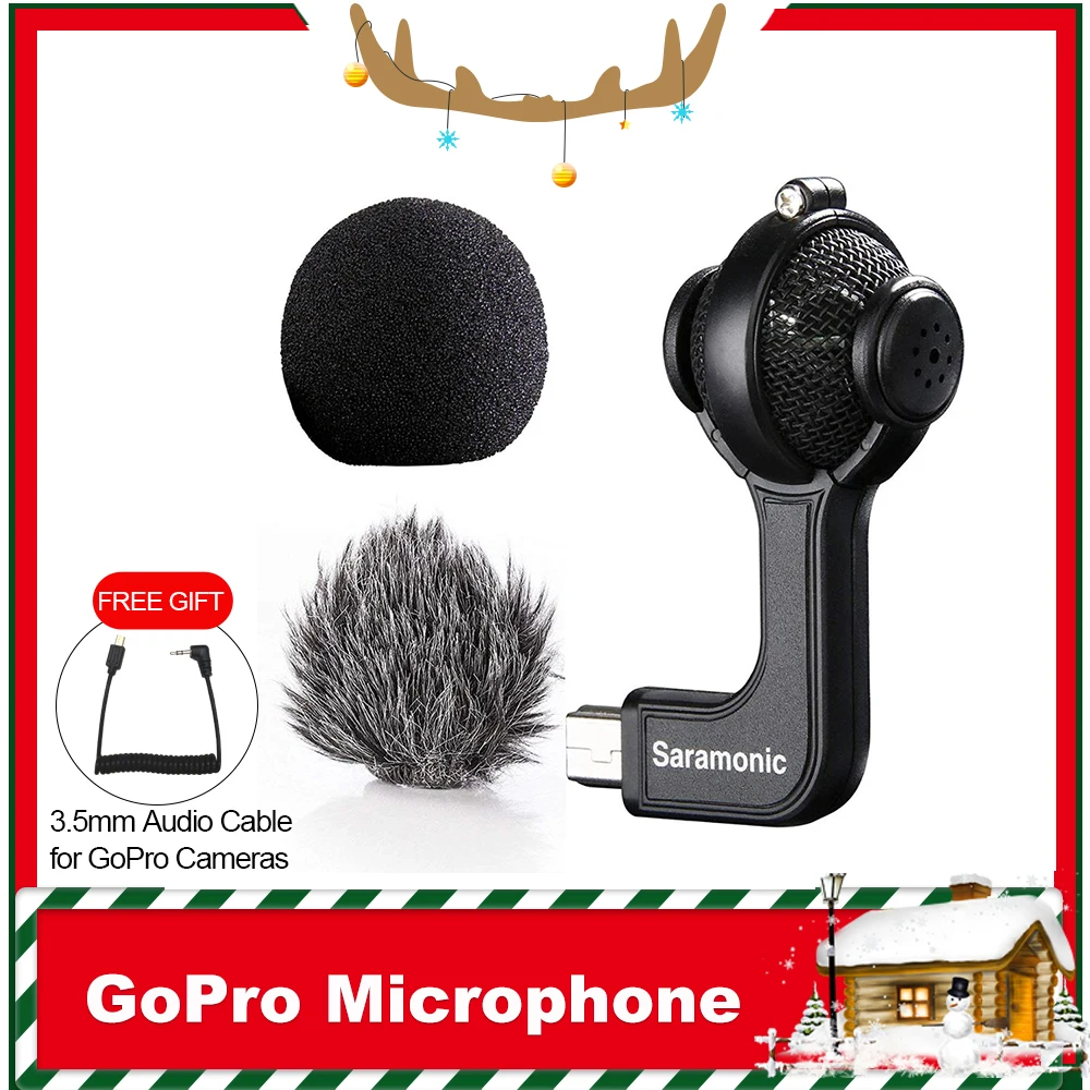 Стерео шаровой микрофон Saramonic G Mic для Gopro с поролоновыми и пушистыми