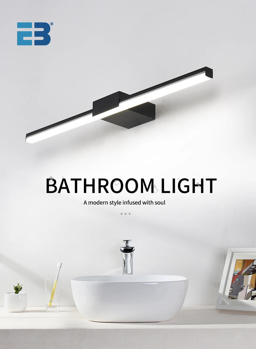 Led Wall Lamp Bathroom Vanity Light 40cm 55cm AC85 - 265V Indoor Modern Wall Sconces Mirror Wall Light Fixtures Black White