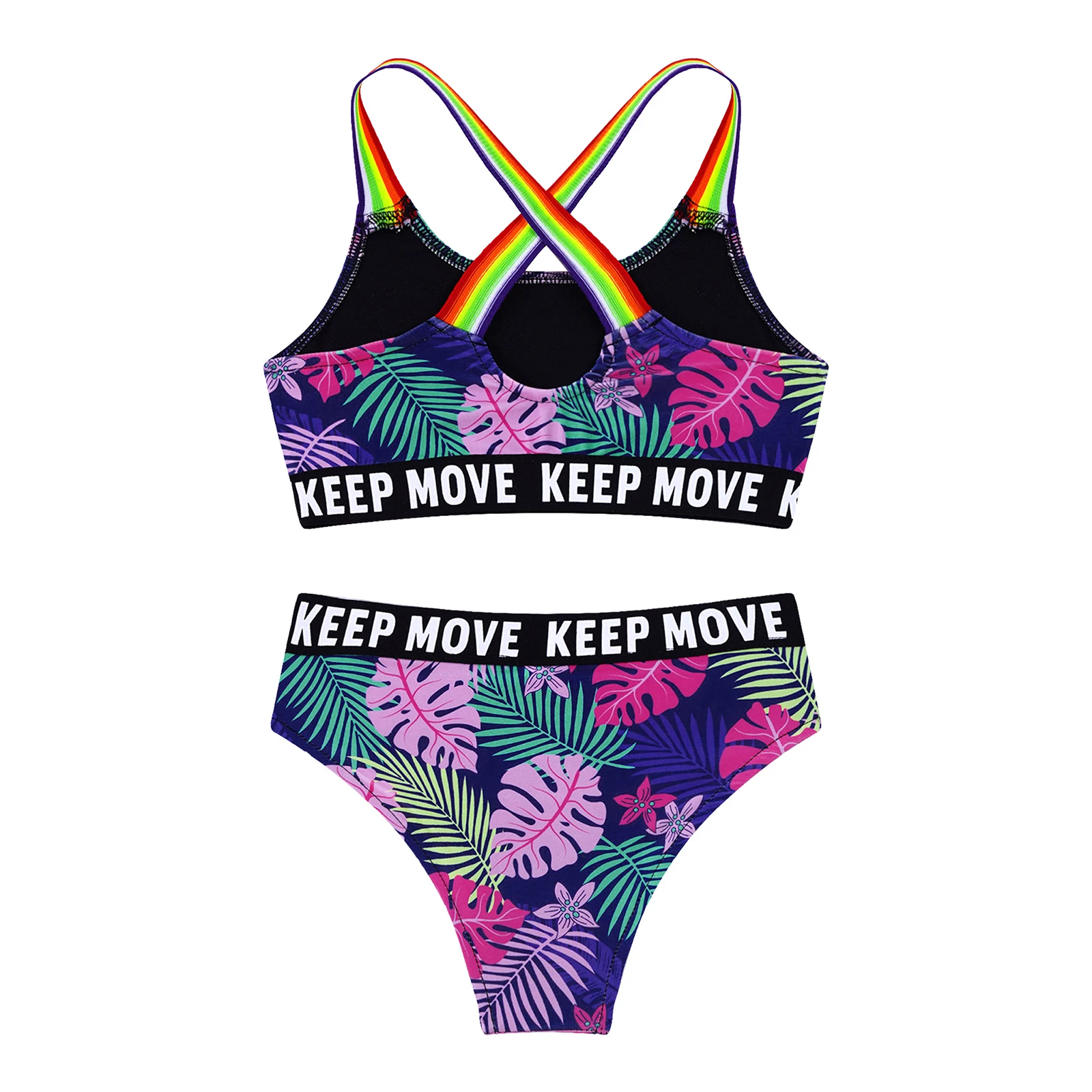Kids Girls Bikini Swimwear Swimsuits Outfits Bathing Suits Stretchy Tankini Sets Tank Tops with Bottoms Shorts Beachwear Sets