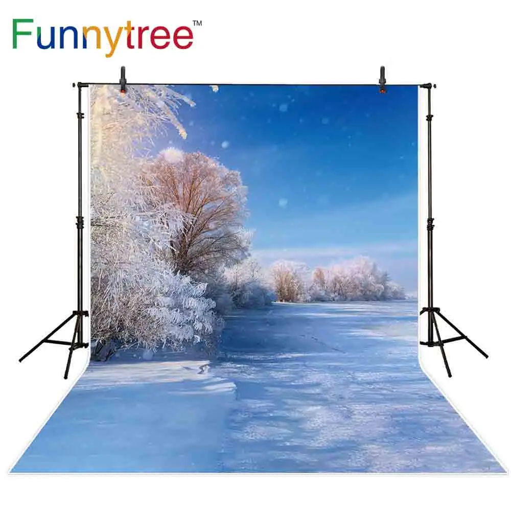 Фон для фотосъемки Funnytree Фотофон с изображением зимней реальной сцены ледяной