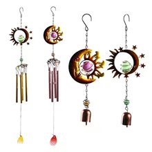 Подвеска-ветер в виде Солнца и Луны 1 шт., металлические светящиеся Креативные украшения для дома, сада, балкона, настенные подвески Подвеска-ветер в виде Солнца и Луны 1 шт., металлические светящиеся Креативные украшения для дома, сада, балкона, настенные подвески