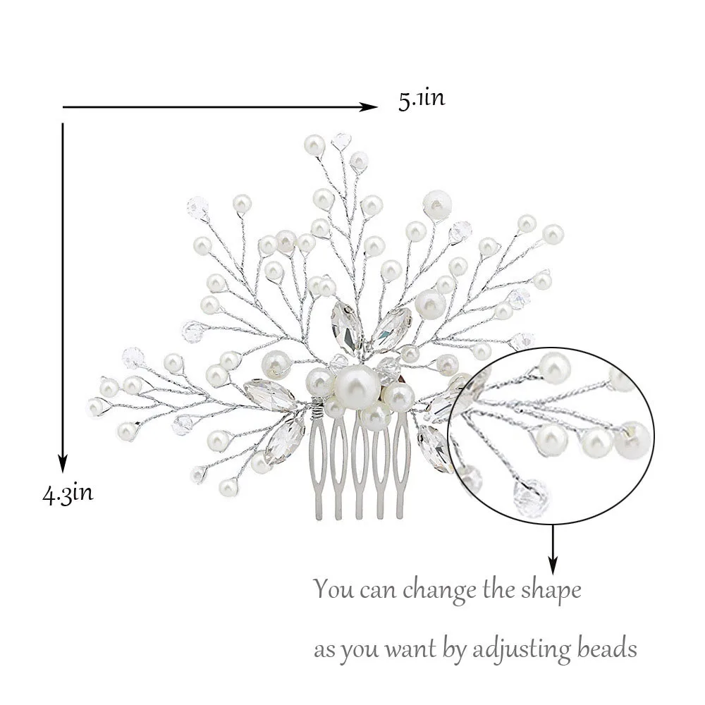1 шт., свадебные аксессуары для волос невесты, ретро шпилька для волос с жемчужиной, роскошные хрустальные стразы, свадебные гребни для волос, палочки для женщин - Цвет: silver
