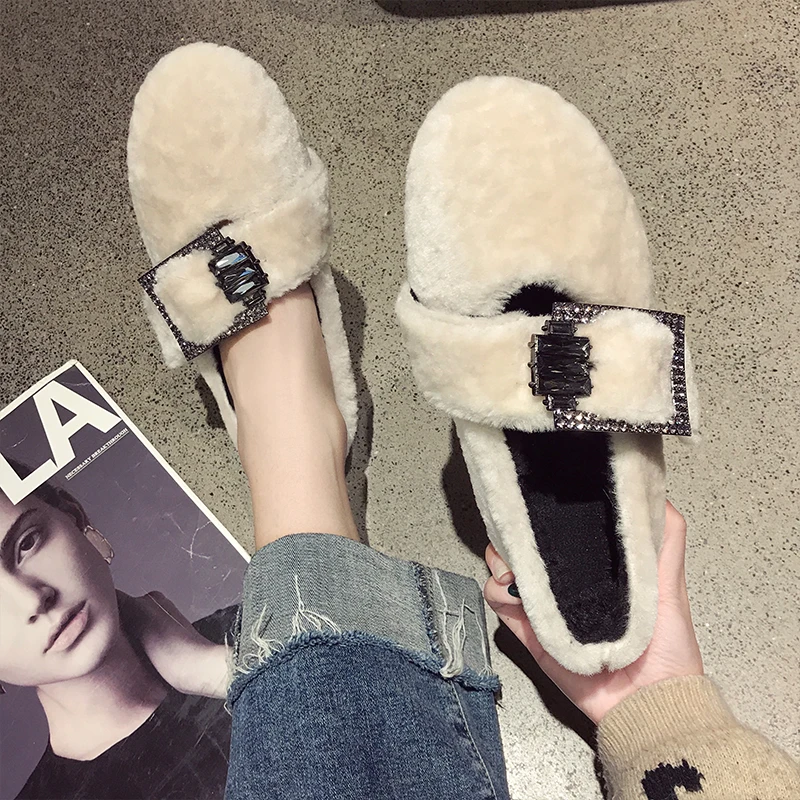 

Clogs Platform Round Toe Women Autumn Moccasin Shoes Slip-on Shallow Mouth Casual Female Sneakers Crystal 2019 Fashion Women's