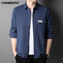 

Pure Color 100% Cotton Tooling Shirts Men Clothing With Pocket COODRONY Brand Spring Autumn New Arrival Long Sleeve Shirt Z6033
