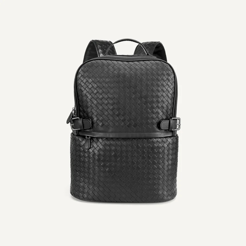 Reducido Mochila de cuero de vaca para hombre y mujer, bolso para portátil de gran capacidad, bolsos de viaje para montañismo, bolsa de tejer hecha a mano avanzada para hombre aVjqKVkDx