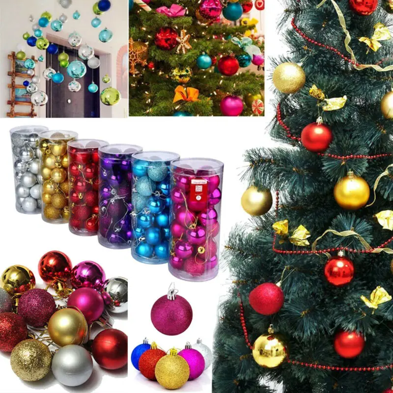 Christmas Ball Ornaments 24Pcs 2'' New Christmas Tree Xmas Ball Decoration Baubles Party Hanging Ornament