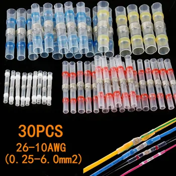 

30Pcs Waterproof Heat Shrink Tube Sordering Terminals Seal Solder Sleeve Insulated Butt Electrical Wire Connectors 26-10 AWG Kit