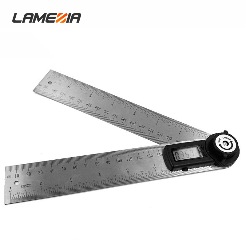 LAMEZIA 200mm Digital Angle Ruler Protractor Finder Stainless Steel Inclinometer Goniometer Electro