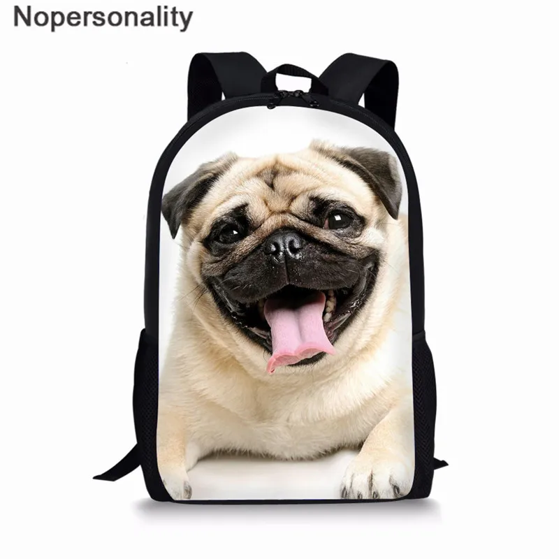 Школьный рюкзак для девочек-подростков, щенок-мопс, с принтом собаки, 3 шт., рюкзак для детей, черная школьная сумка для женщин, Mochilas - Цвет: Z4844C