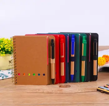 

High quality Eco friendly hard cover sprial notebook with sticky note pad