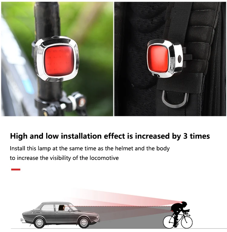 Светодиодный мини-безопасный индукционный велосипедный светильник Предупреждение, задний велосипед, горный с 16* COB лампа, водонепроницаемый датчик задней части