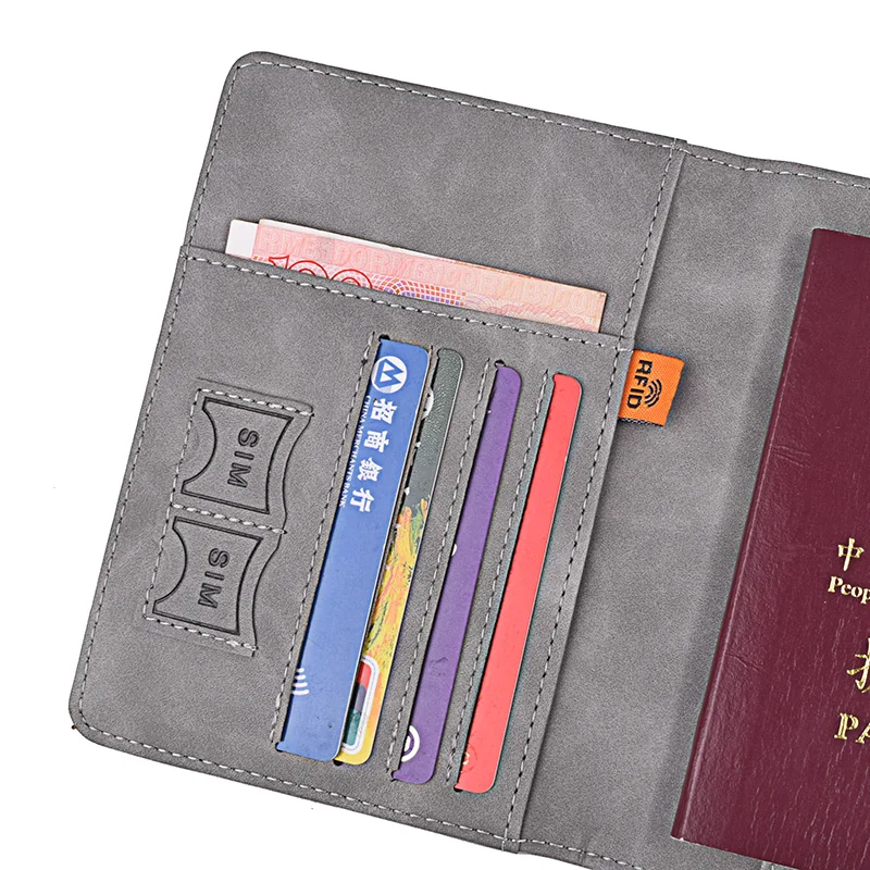 Elastic Band Leather Passport Cover RFID Blocking For Cards Travel Passport Holder Wallet Document Organizer Case Men Women