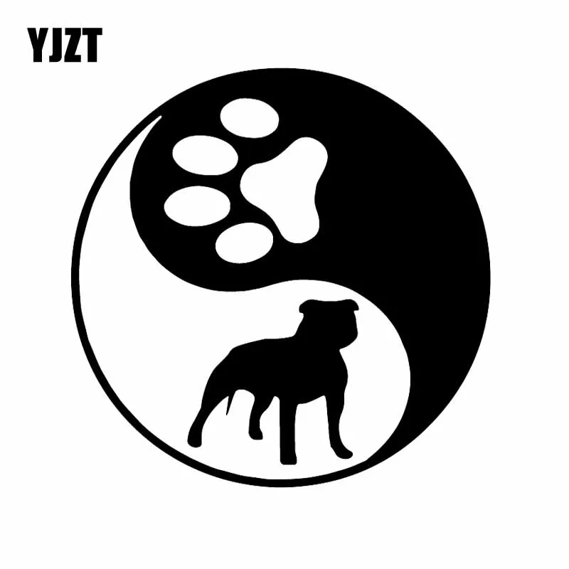 YJZT 15x15 см художественная Автомобильная наклейка Yin Yang Pitbull Dog American Bully Виниловая
