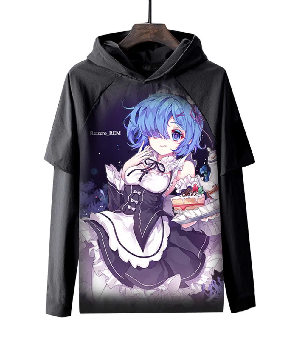 Re Life in a different world от zero Emiria Emilia Rem Ram, пуловер с капюшоном, костюм для косплея, Мужская и Женская толстовка