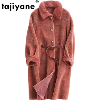 

Mink Fur Collar Women's Fur Coat Korean Women Tops Autumn Winter 100% Wool Coat Female Jacket Vintage Suede Lining ZT1618