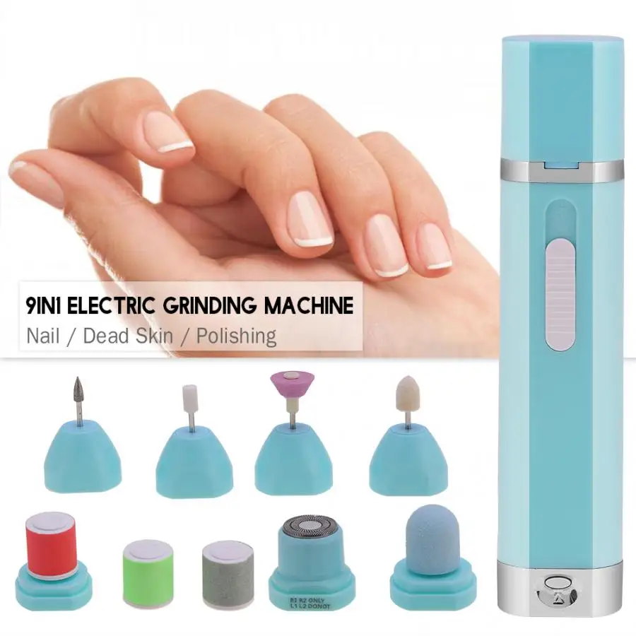 Дрель для ногтей 9в1 Многофункциональная портативная электрическая шлифовальная бабка набор инструментов для маникюра ногтей дрель для ногтей