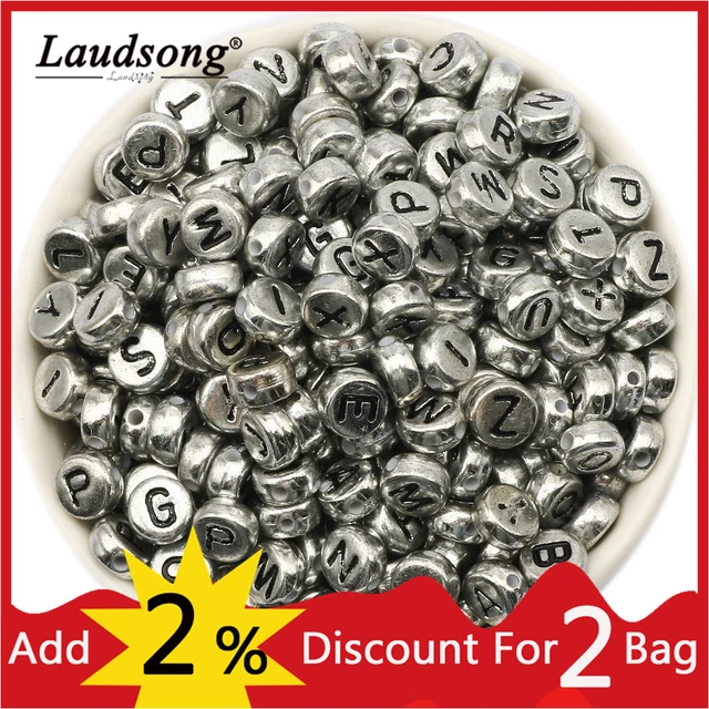 Flat Round 4X7MM Silver Color Letter Beads Acrylic Random Alphabet Loose  Beads For DIY Children's Bracelet DIY Jewelry Making - AliExpress