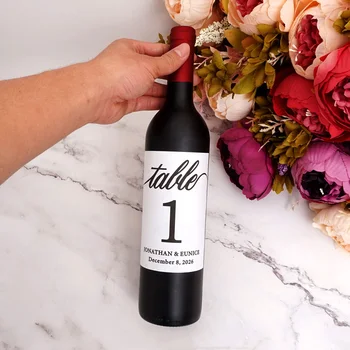 

Personalized Creative DIY Wine Wrappers Wine Bottle Labels Stickers Custom Name and Date Table Number for Wedding Decor