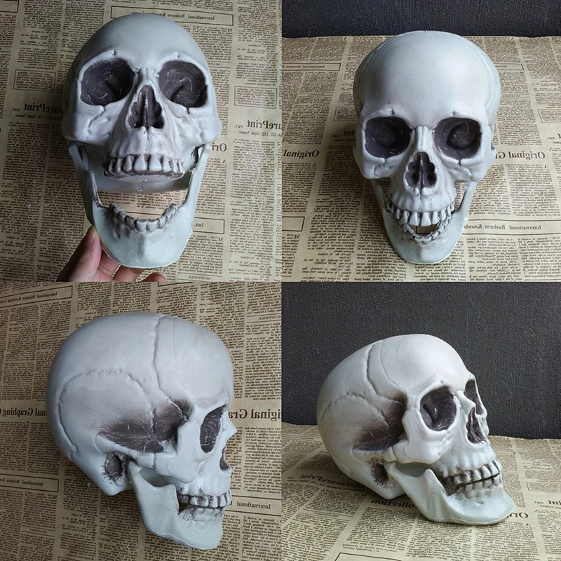 Statues Sculptures Halloween Decorations Artificial Skull Head Model Plastic Bone Scary Horror Skeleton Party Bar Ornament | Дом и сад